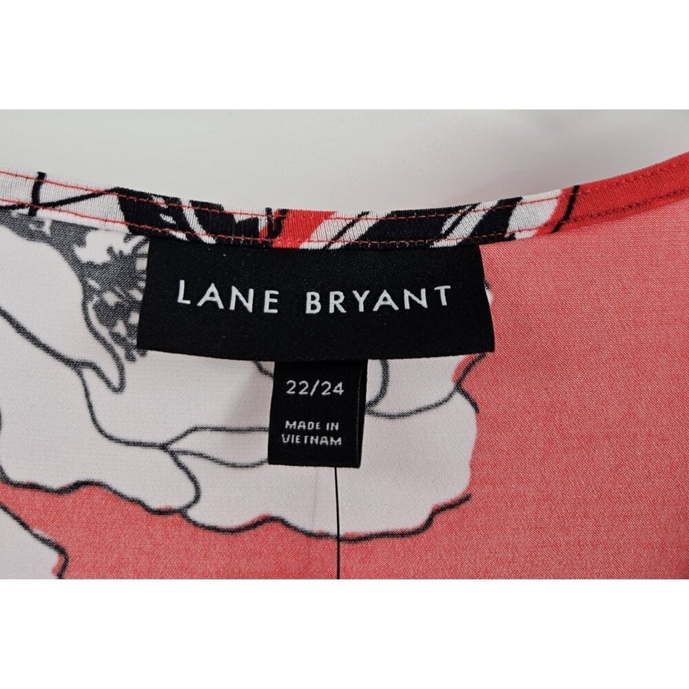 Lane Bryant Red Floral Wrap Maxi Dress Size 22/24 Short Sleeve V-Neck New - Picture 3 of 5